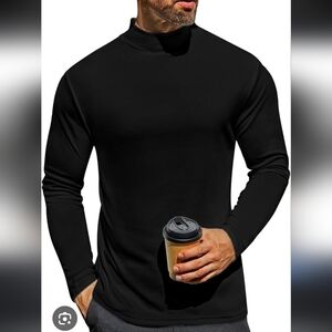 Ekouaer Men's Mpck Turtleneck Black Shirt Sz L NWT Fleece Feel